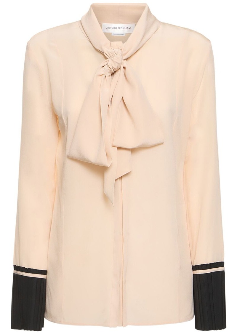 Victoria Beckham Pleated Cuff Detail Silk Shirt