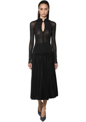 Victoria Beckham Pleated Sheer Knit Midi Dress