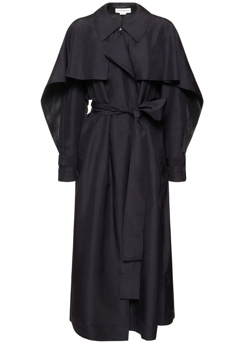 Victoria Beckham Pleated Silk Trench Coat