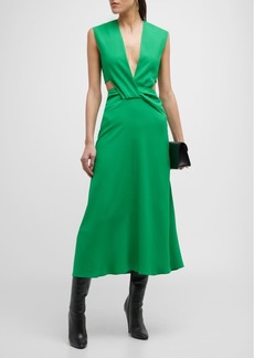 Victoria Beckham Plunging Twist Cutout Maxi Dress