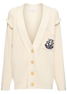 Victoria Beckham Relaxed Fit Cotton & Silk Knit Cardigan