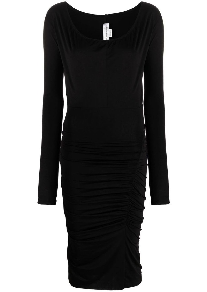 Victoria Beckham ruched long-sleeve midi dress