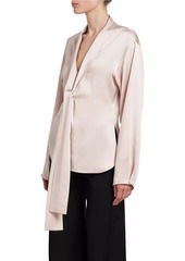 Victoria Beckham Satin V-Neck Scarf Blouse