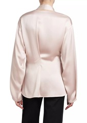 Victoria Beckham Satin V-Neck Scarf Blouse