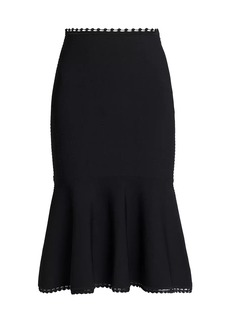 Victoria Beckham Scallop-Trim Flared Midi-Skirt