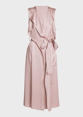 Victoria Beckham Sleeveless Satin Midi Wrap Trench Dress