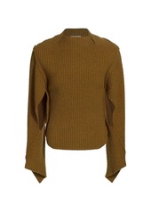 Victoria Beckham Slit-Sleeve Wool-Blend Sweater