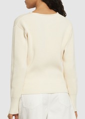 Victoria Beckham V Neck Cotton & Silk Knit Sweater
