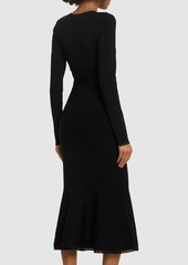 Victoria Beckham V-neck Viscose Blend Midi Dress