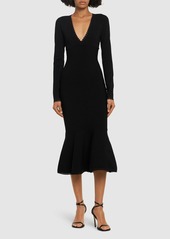 Victoria Beckham V-neck Viscose Blend Midi Dress