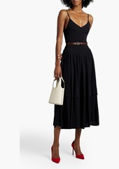 Victoria Beckham - Belted gathered jersey midi dress - Black - UK 10