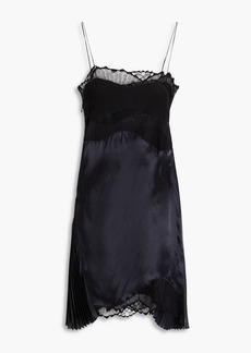 Victoria Beckham - Cami lace-paneled satin mini dress - Black - UK 10