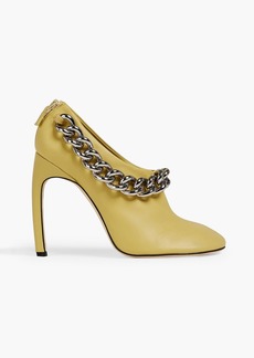 Victoria Beckham - Carmen chain-embellished leather pumps - Yellow - EU 36