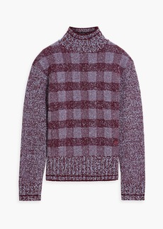 Victoria Beckham - Checked bouclé-knit wool-blend turtleneck sweater - Burgundy - M
