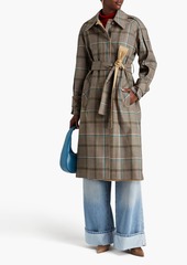 Victoria Beckham - Checked houndstooth wool trench coat - Neutral - UK 8