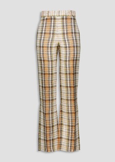 Victoria Beckham - Checked linen straight-leg pants - Brown - UK 12