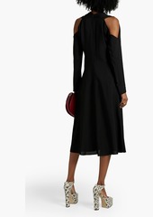 Victoria Beckham - Cold-shoulder pleated crepe midi dress - Black - UK 8