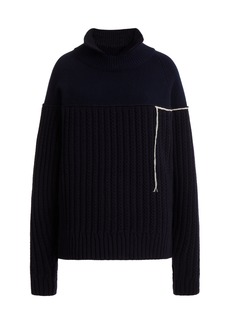 Victoria Beckham - Collared Knit Wool Sweater - Navy - XS - Moda Operandi