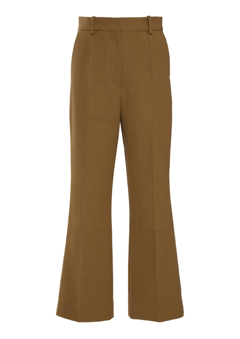 Victoria Beckham - Cropped Cotton Flare Pants - Green - UK 12 - Moda Operandi