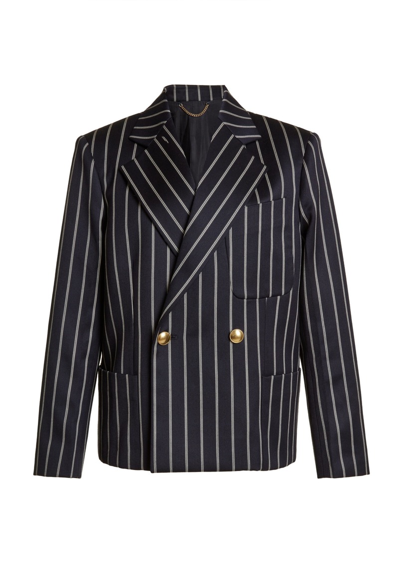 Victoria Beckham - Cropped Wool-Cotton Blazer - Navy - UK 14 - Moda Operandi