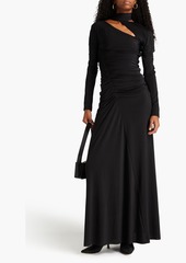 Victoria Beckham - Cutout ruched satin-jersey maxi dress - Black - UK 4