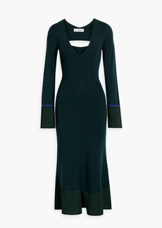 Victoria Beckham - Cutout wool-blend midi dress - Blue - S