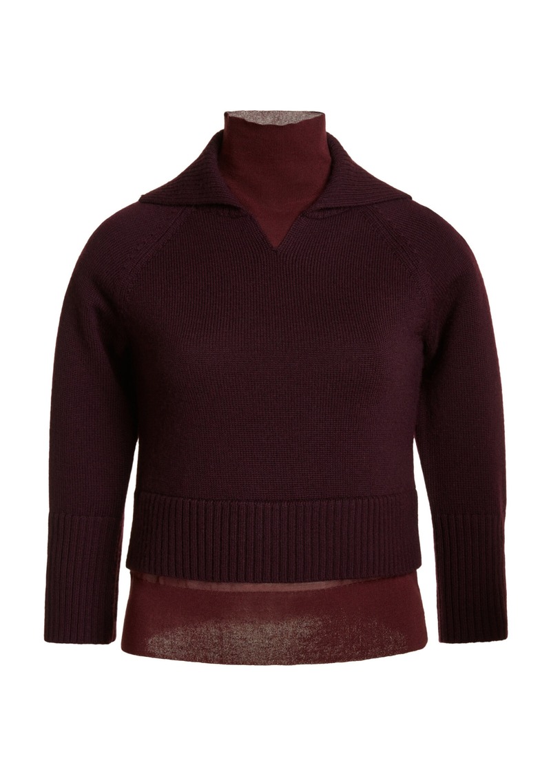 Victoria Beckham - Double-Layered Wool-Cotton Top - Burgundy - XS - Moda Operandi