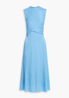 Victoria Beckham - Draped twill midi dress - Blue - UK 8