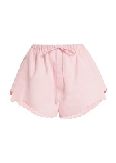 Victoria Beckham - Embroidered Cotton-Linen Shorts - Pink - UK 10 - Moda Operandi