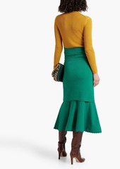 Victoria Beckham - Fluted pointelle-knit midi skirt - Green - L