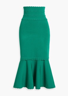 Victoria Beckham - Fluted pointelle-knit midi skirt - Green - XL