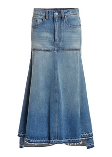 Victoria Beckham - Flared Denim Midi Skirt - Medium Wash - UK 10 - Moda Operandi