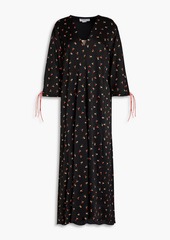 Victoria Beckham - Floral-print satin-crepe midi dress - Black - UK 8