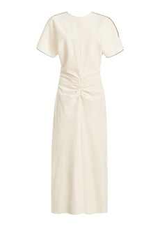 Victoria Beckham - Gathered Lace Cotton Midi Dress - Off-White - UK 12 - Moda Operandi