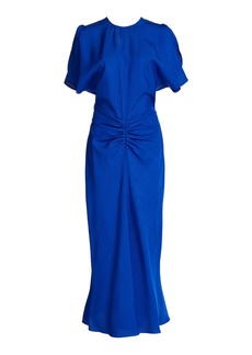 Victoria Beckham - Gathered Midi Dress - Blue - UK 14 - Moda Operandi