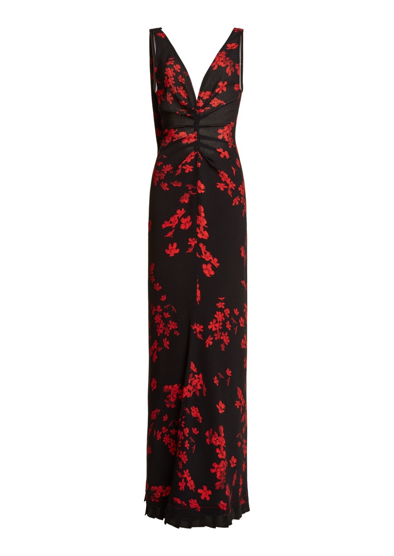 Victoria Beckham - Gathered Open Back Stretch-Crepe Maxi Dress - Black - UK 14 - Moda Operandi