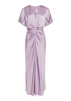 Victoria Beckham - Gathered Satin Midi Dress - Purple - UK 8 - Moda Operandi