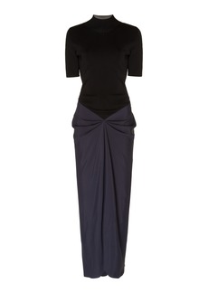 Victoria Beckham - Gathered Turtleneck Midi Dress - Black - UK 10 - Moda Operandi