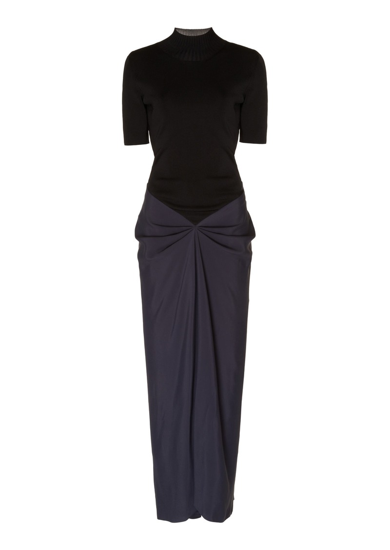 Victoria Beckham - Gathered Turtleneck Midi Dress - Black - UK 4 - Moda Operandi