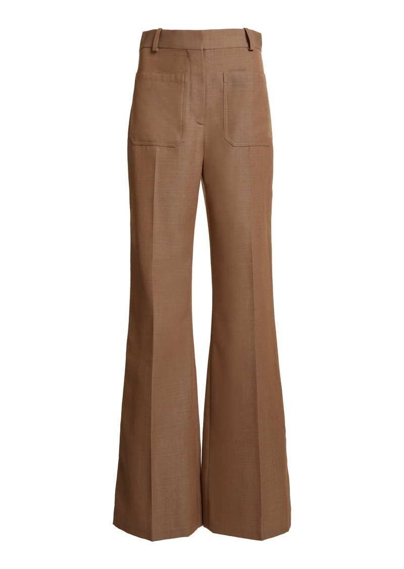 Victoria Beckham - High-Rise Wool Flare Pants - Brown - UK 10 - Moda Operandi