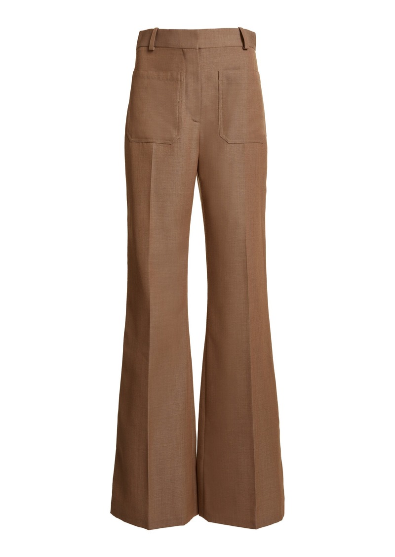 Victoria Beckham - High-Rise Wool Flare Pants - Brown - UK 6 - Moda Operandi