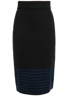 Victoria Beckham - Jacquard-knit stretch-cotton pencil skirt - Gray - S