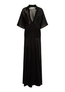 Victoria Beckham - Knit-Paneled Cotton-Blend Maxi Shirt Dress - Black - M - Moda Operandi