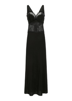 Victoria Beckham - Lace-Detailed Silk Maxi Dress - Black - UK 10 - Moda Operandi