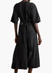 Victoria Beckham - Lace-trimmed satin and crepe midi dress - Black - UK 6
