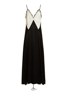 Victoria Beckham - Lace-Trimmed Satin Midi Dress - Ivory - UK 8 - Moda Operandi