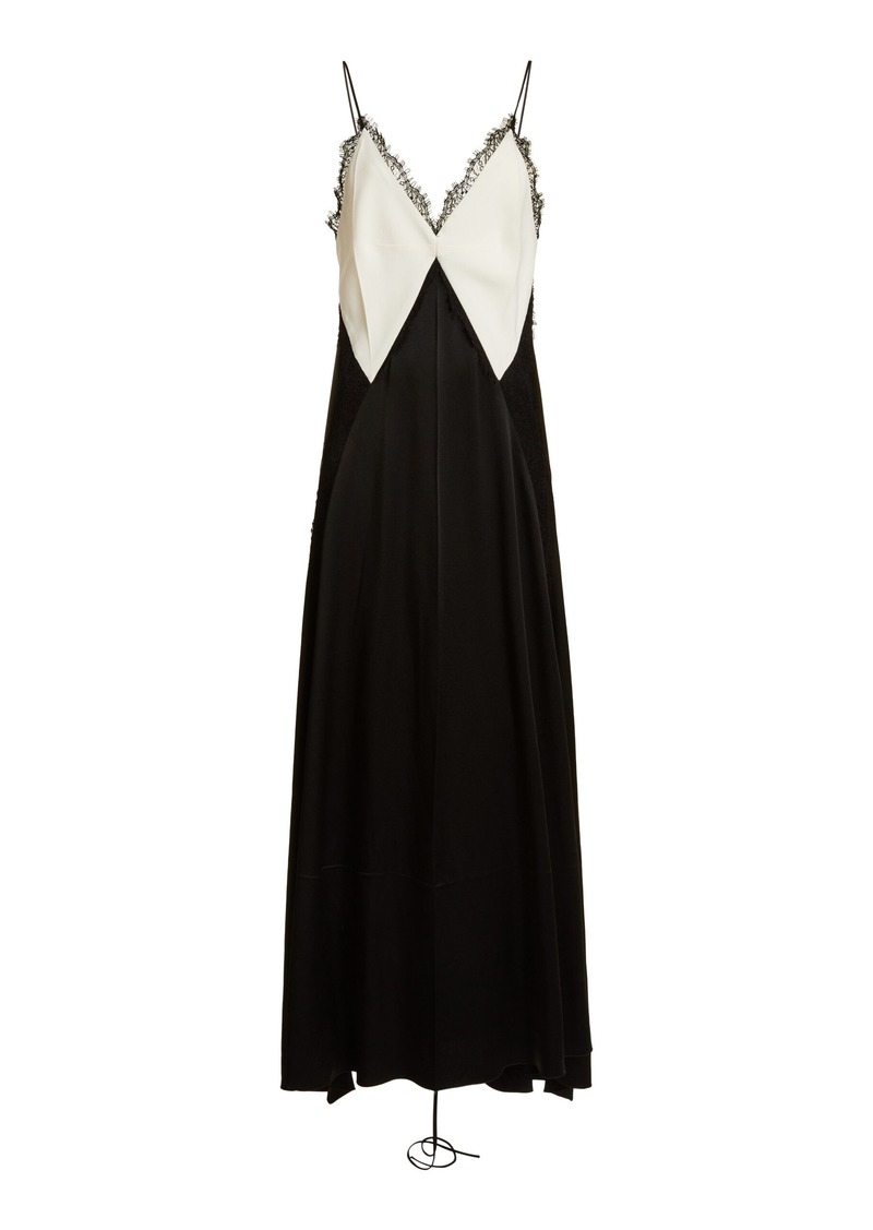 Victoria Beckham - Lace-Trimmed Satin Midi Dress - Ivory - UK 12 - Moda Operandi