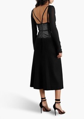Victoria Beckham - Layered sequined silk-chiffon and merino wool-blend felt midi dress - Black - UK 10