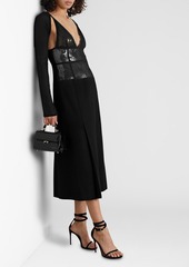 Victoria Beckham - Layered sequined silk-chiffon and merino wool-blend felt midi dress - Black - UK 10