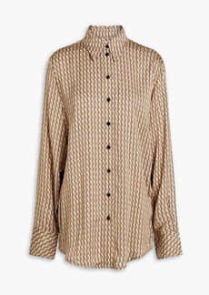 Victoria Beckham - Logo-print satin-twill shirt - Neutral - UK 4